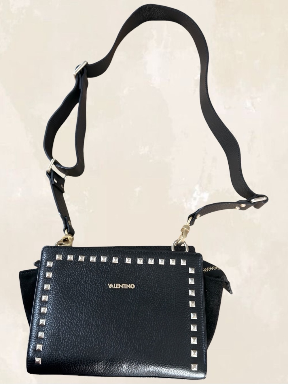 Valentino Black Studded Crossbody Shoulder Bag